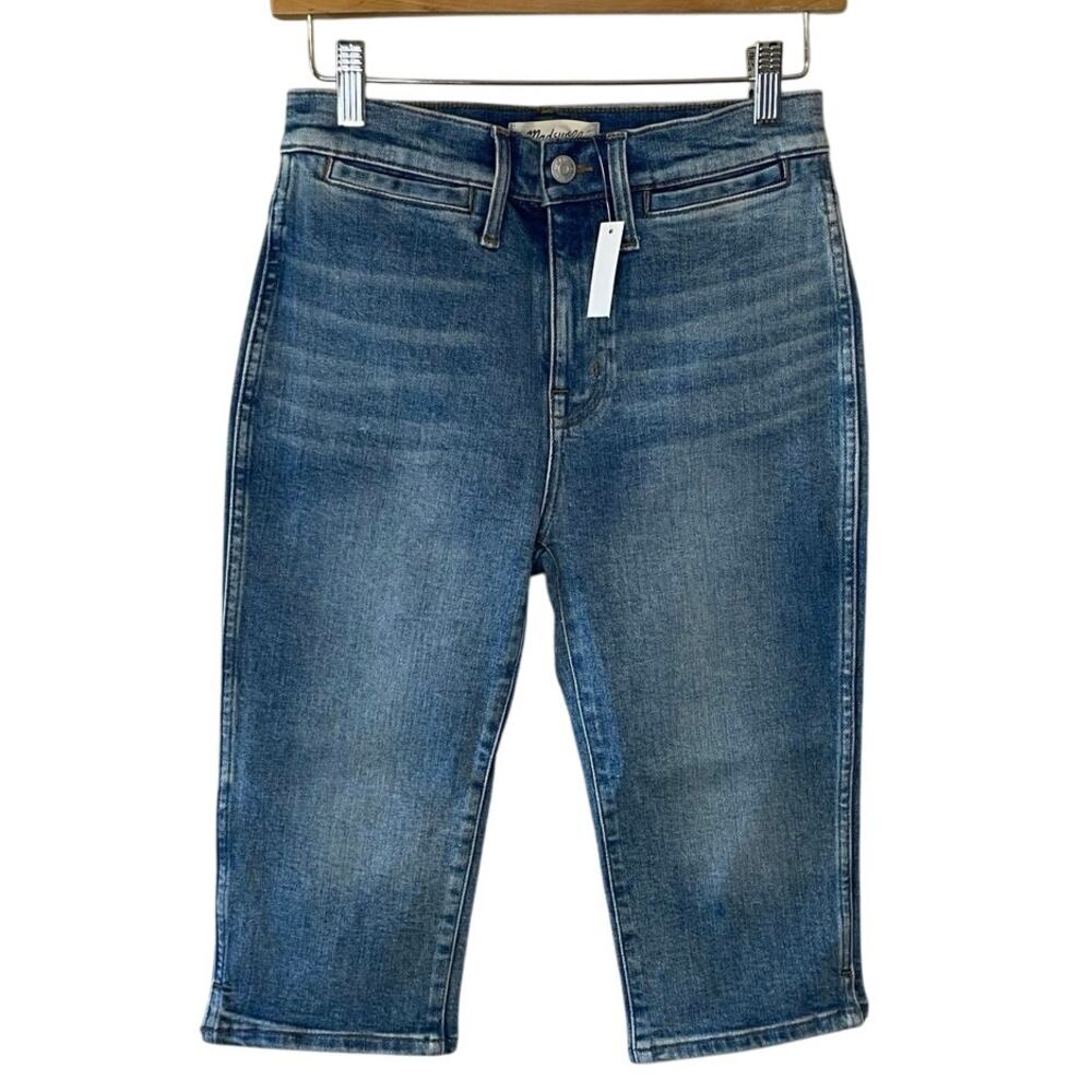 NWT Madewell Semi Stretch Y2K Style Bermuda Mid Rise Medium Wash Shorts Size 25